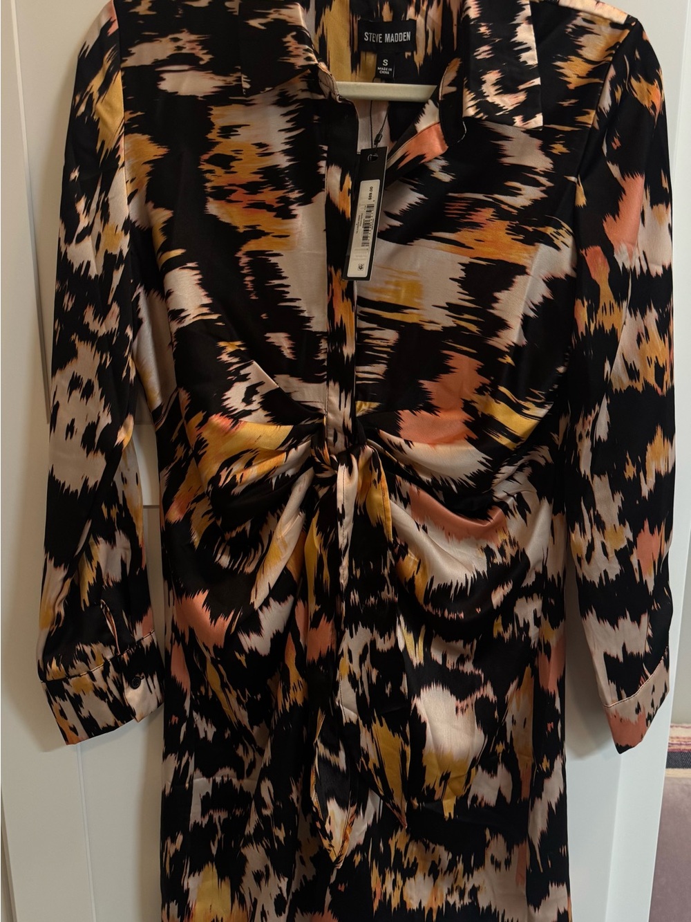 Steve Madden Black Orange Twist Front The Curious Dress NWT